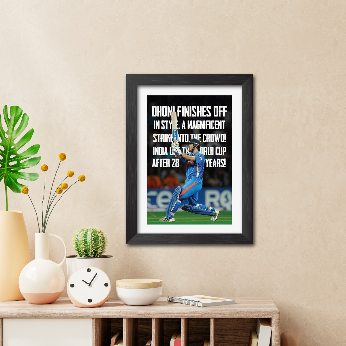 MS Dhoni Quotes India Cricket Team Poster Framed Painting