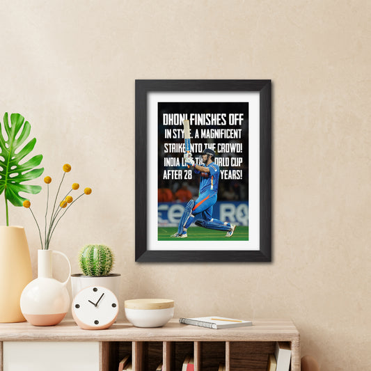 MS Dhoni Quotes India Cricket Team Poster Framed Painting