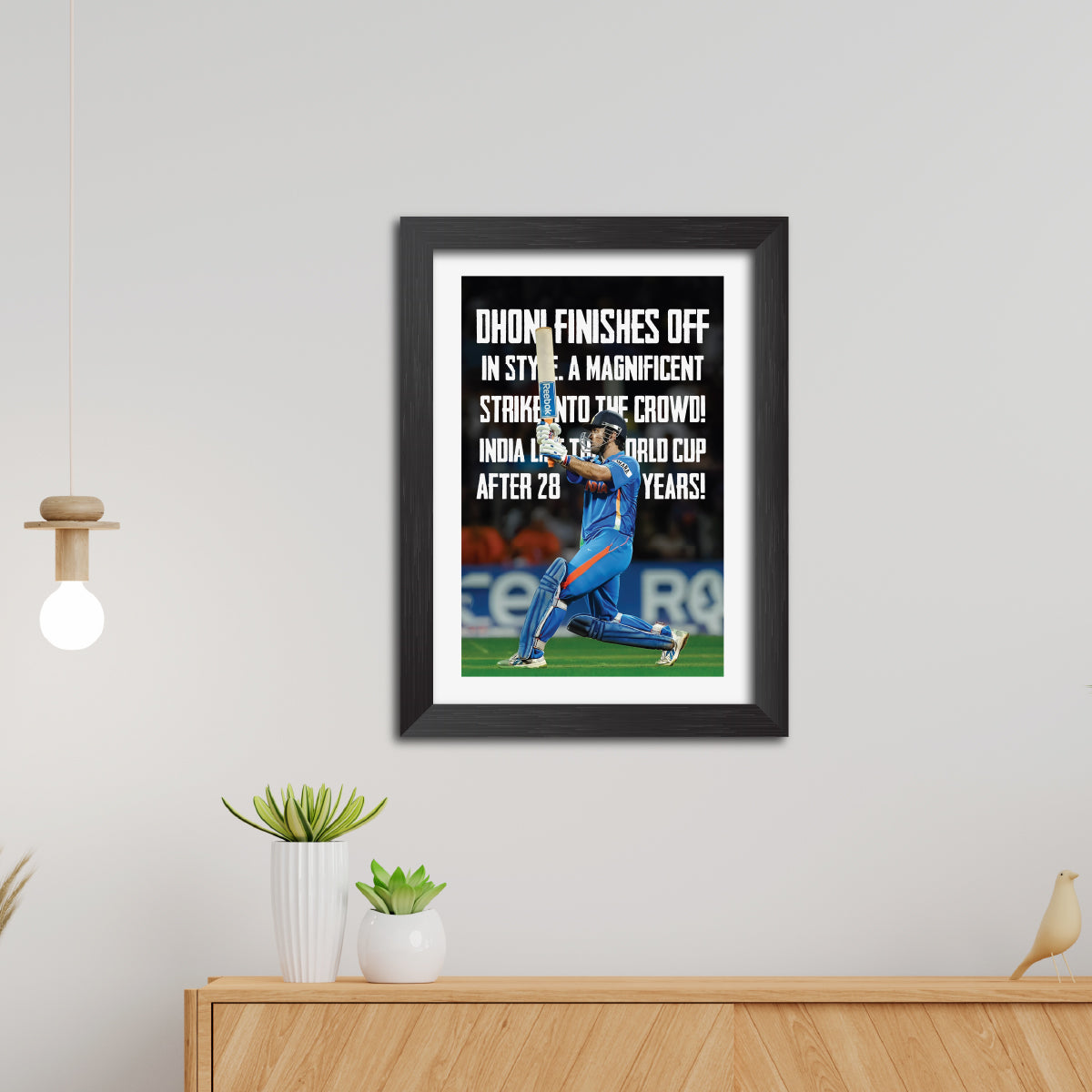 MS Dhoni Quotes India Cricket Team Poster Framed Painting