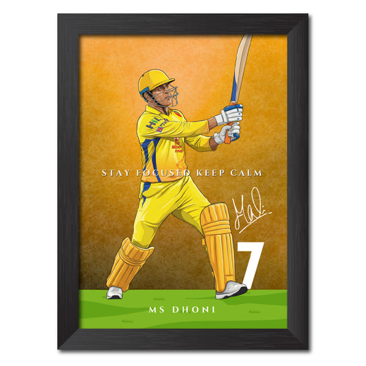 MS Dhoni Chennai T20 Cricket Team Poster Framed Painting