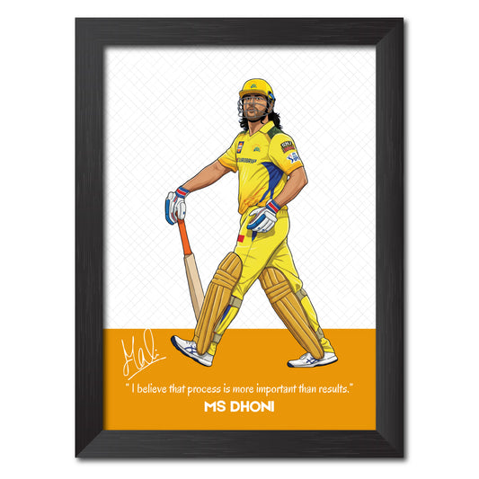 MS Dhoni Chennai T20 Cricket Team Poster Framed Painting
