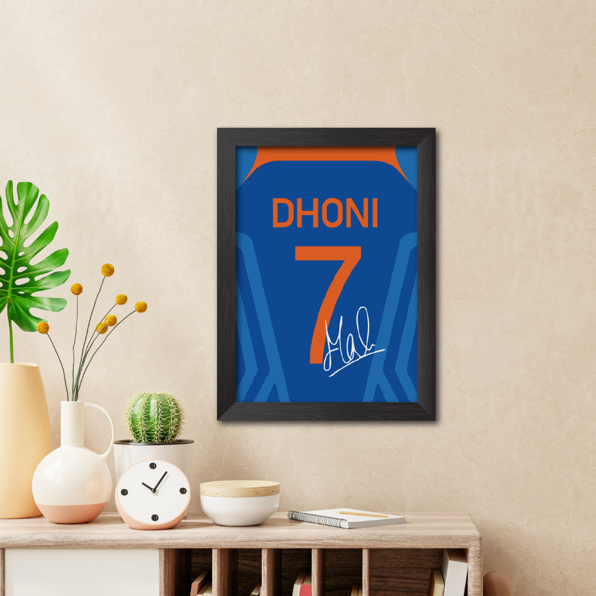 MS Dhoni 2011 Worldcup Jersey Print Poster Framed Painting