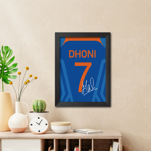 MS Dhoni 2011 Worldcup Jersey Print Poster Framed Painting