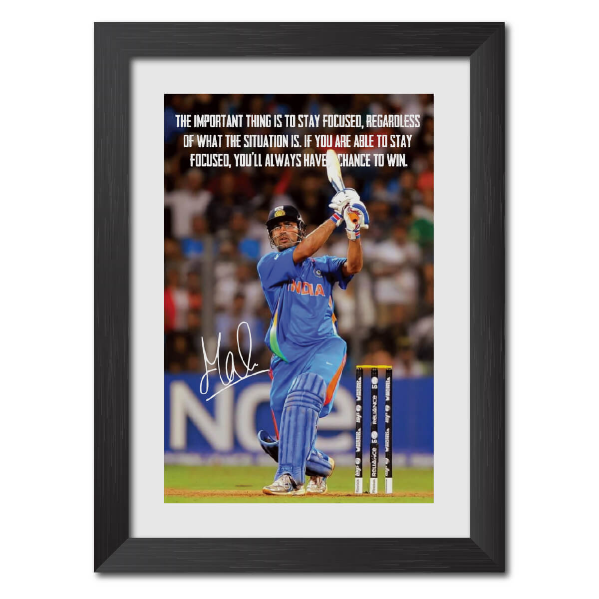 MS Dhoni Quotes India Cricket Team Poster Framed Painting
