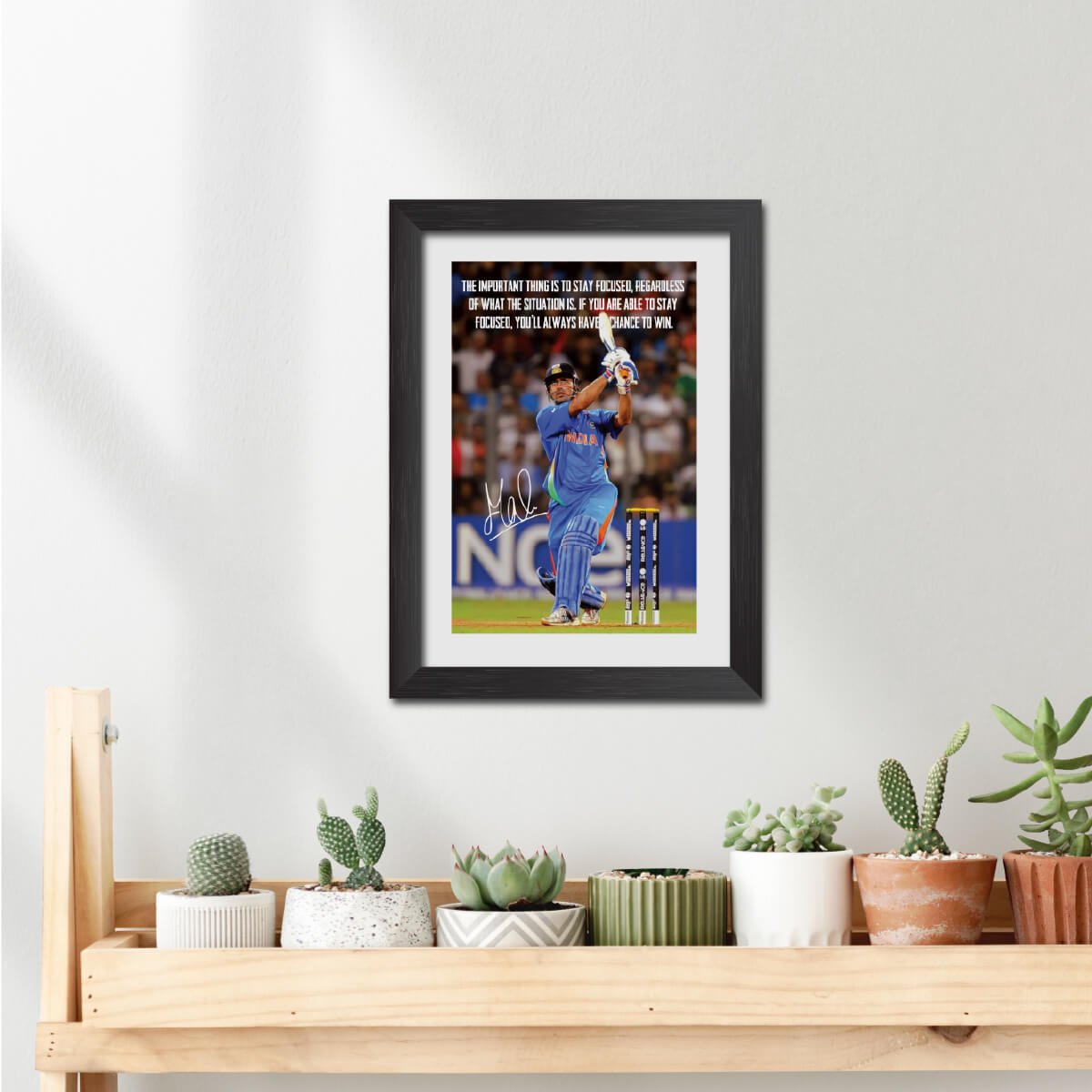 MS Dhoni Quotes India Cricket Team Poster Framed Painting