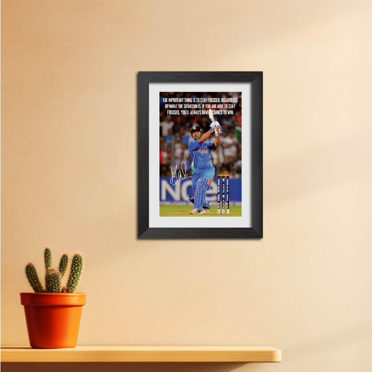 MS Dhoni Quotes India Cricket Team Poster Framed Painting