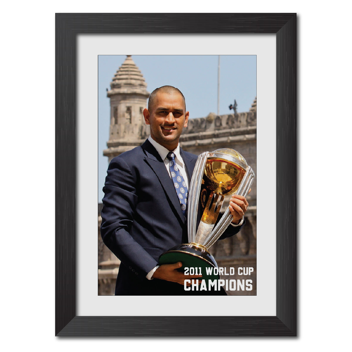 MS Dhoni 2011 Worldcup Trophy Celebration Poster Framed Painting