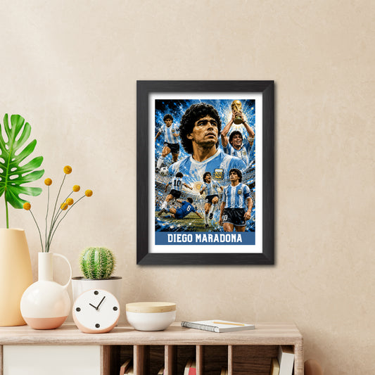 Diego Maradona Argentina Football Poster Worldcup Themed Photo Frame Painting