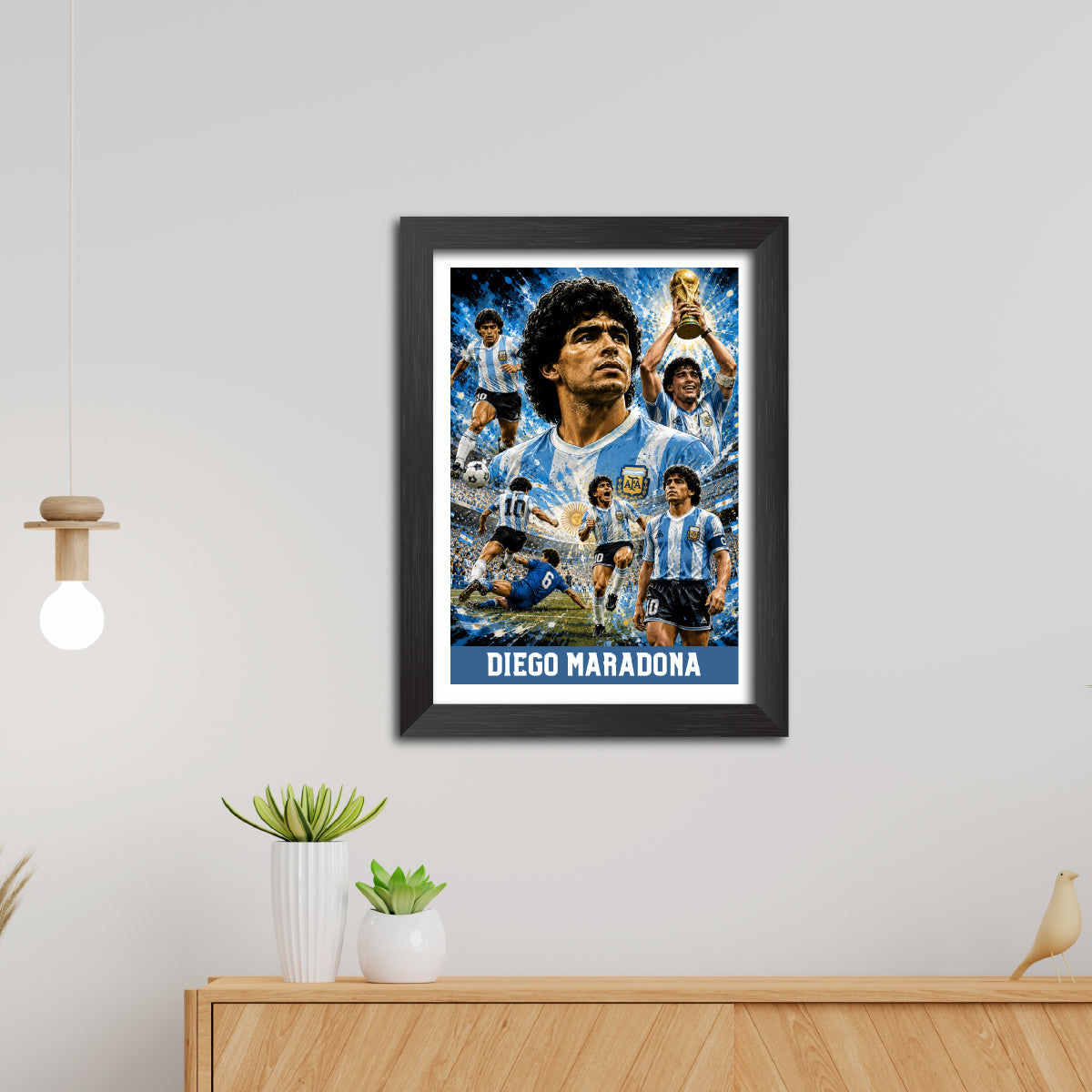 Diego Maradona Argentina Football Poster Worldcup Themed Photo Frame Painting