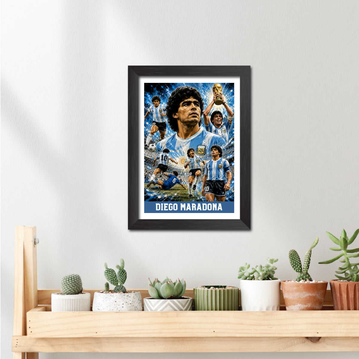 Diego Maradona Argentina Football Poster Worldcup Themed Photo Frame Painting