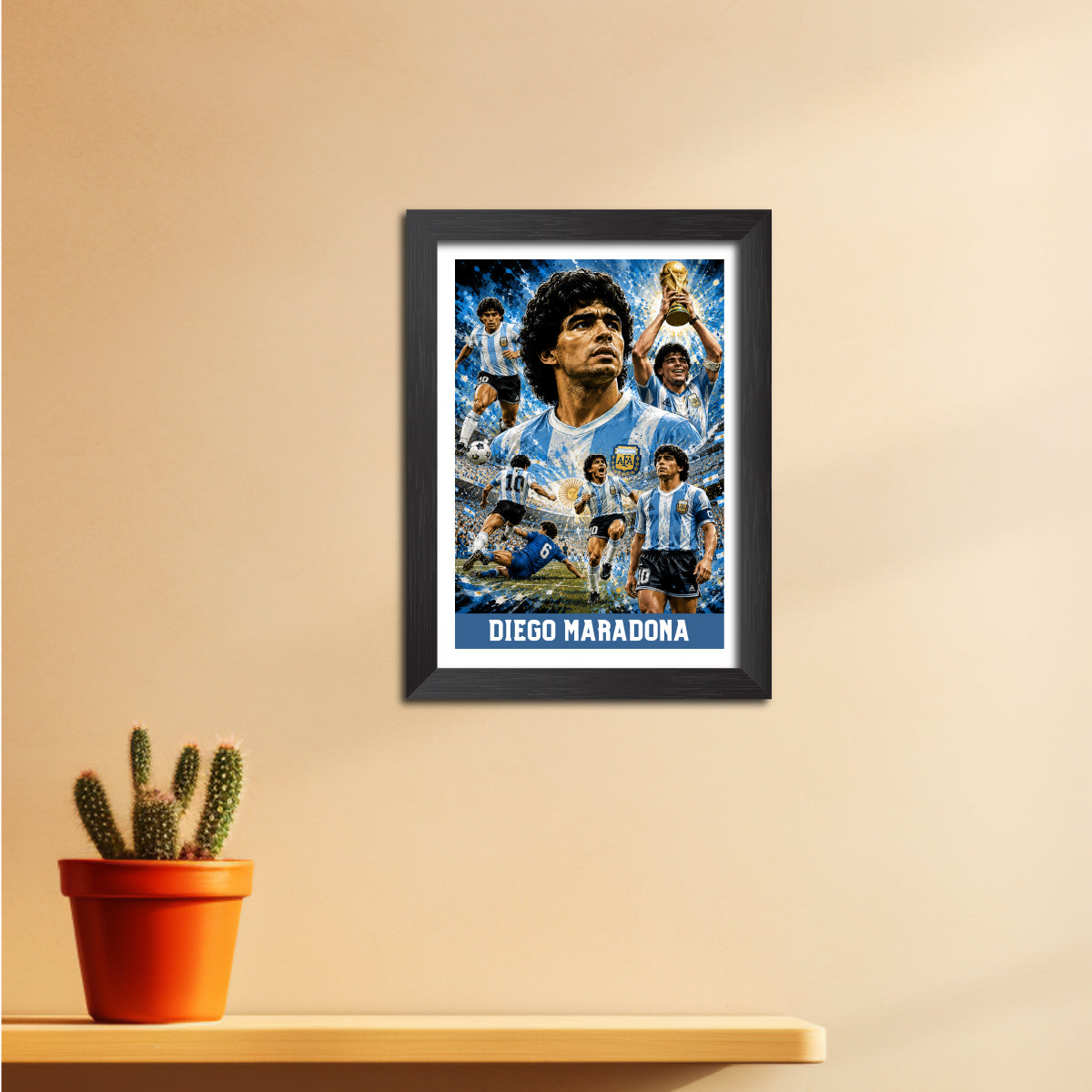 Diego Maradona Argentina Football Poster Worldcup Themed Photo Frame Painting