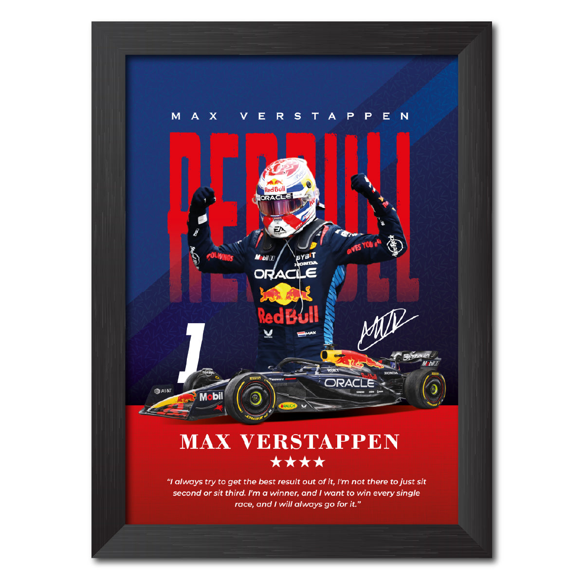 Max Verstappen Quotes F1 Racing Poster Framed Painting