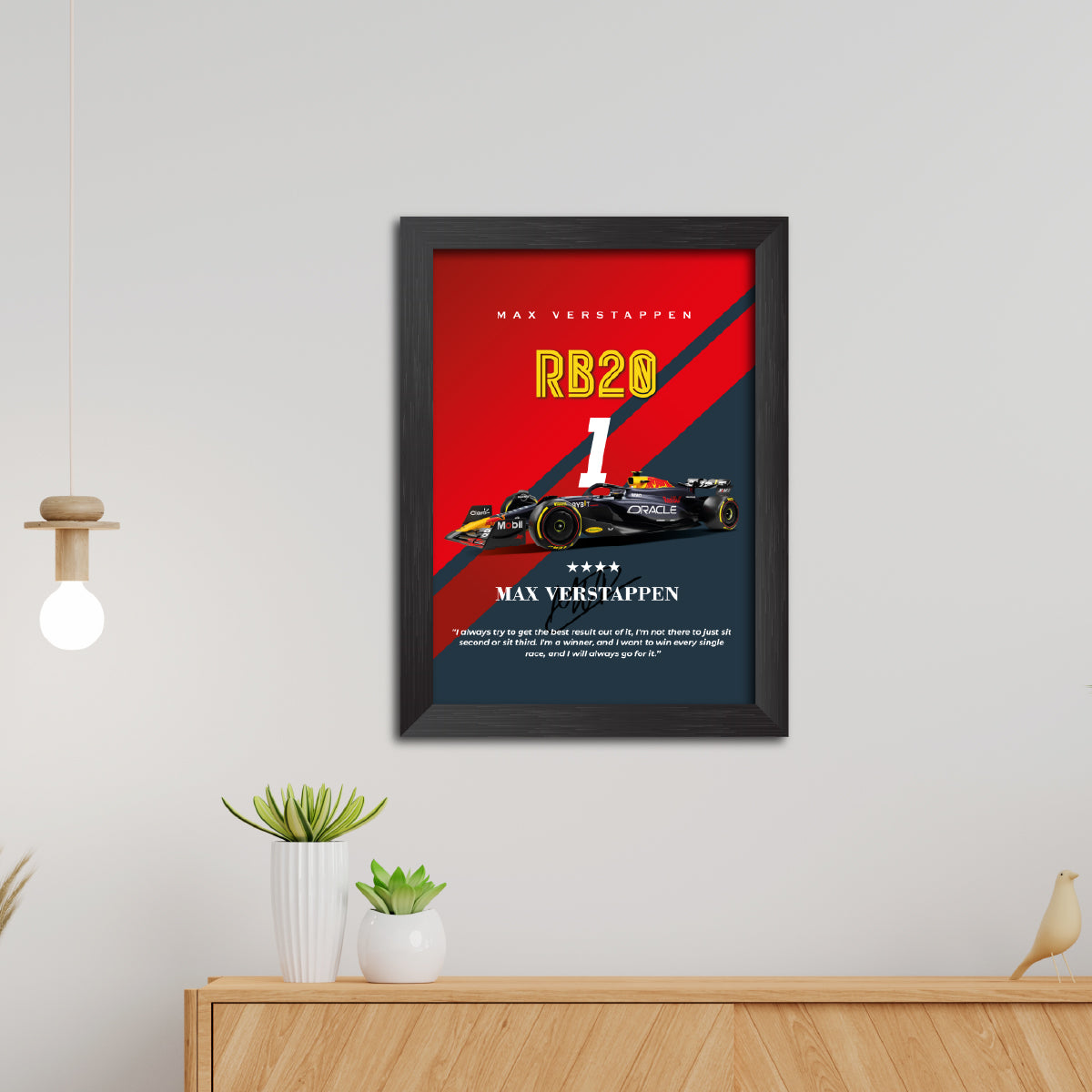 Max Verstappen F1 Racing Car Poster Framed Painting