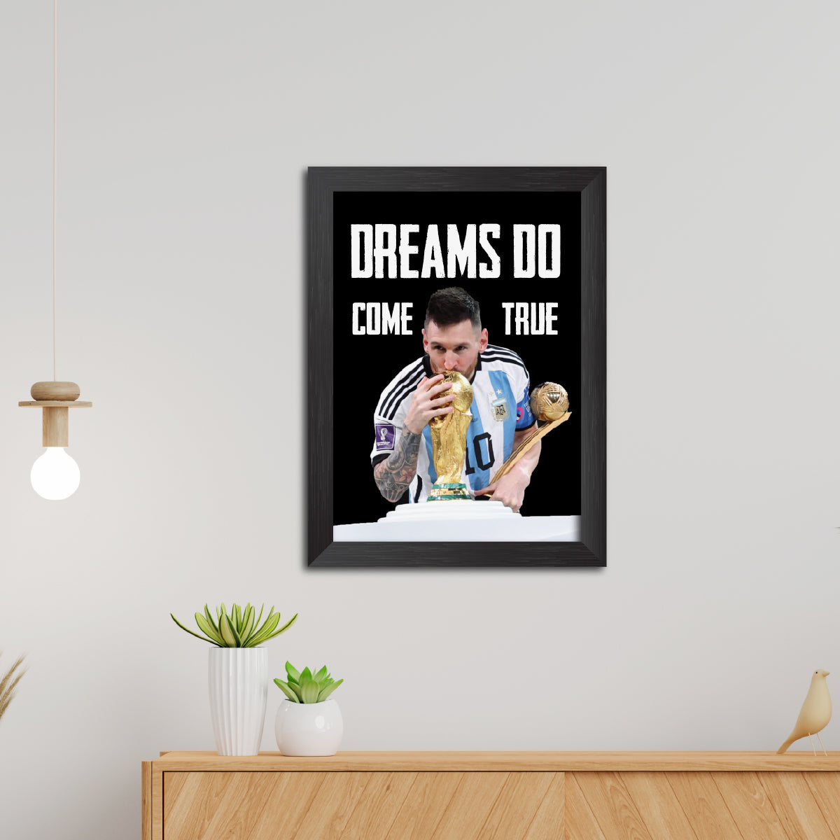 Lionel Messi Worldcup Celebration Argentina Football Poster Framed Painting