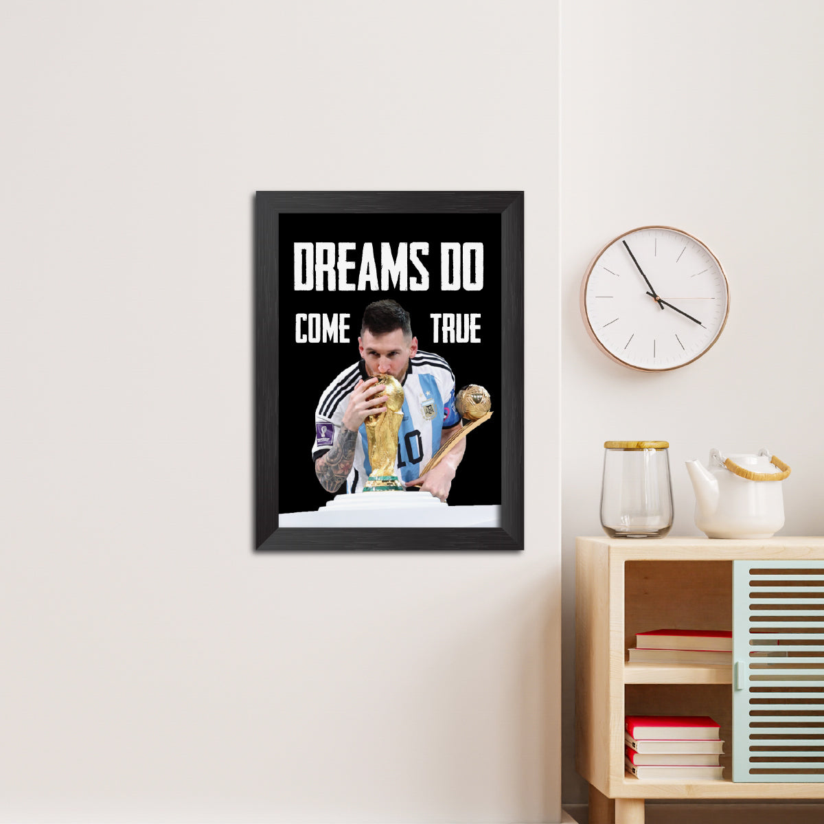 Lionel Messi Worldcup Celebration Argentina Football Poster Framed Painting