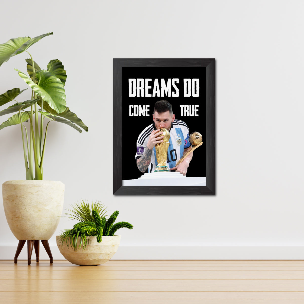 Lionel Messi Worldcup Celebration Argentina Football Poster Framed Painting