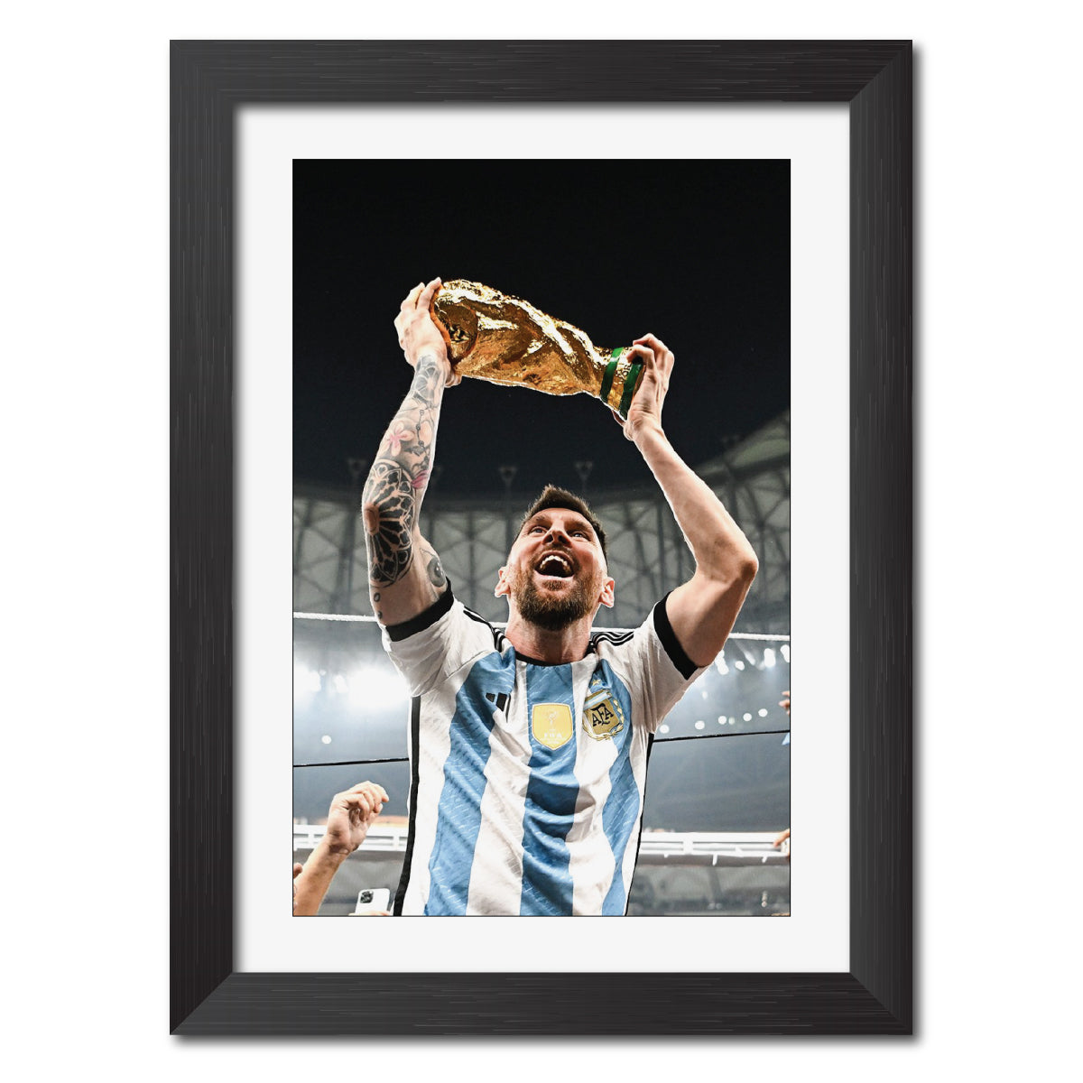 Lionel Messi Worldcup Celebration Argentina Football Poster Framed Painting