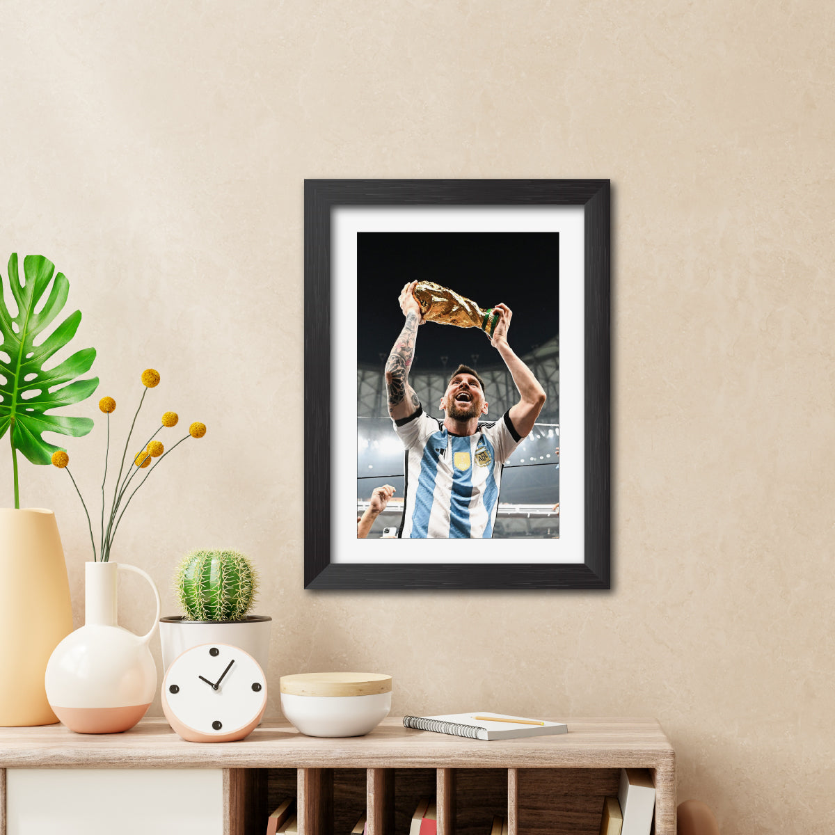 Lionel Messi Worldcup Celebration Argentina Football Poster Framed Painting