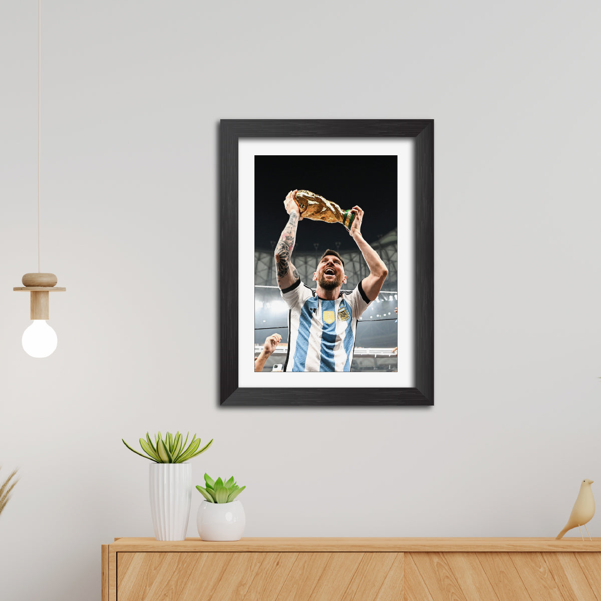 Lionel Messi Worldcup Celebration Argentina Football Poster Framed Painting