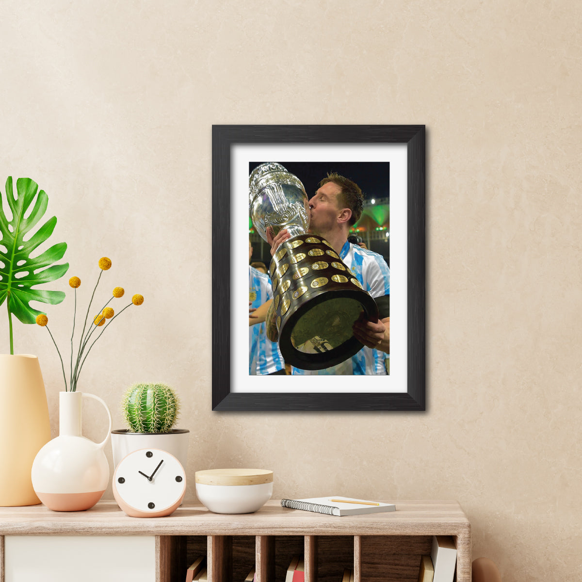 Lionel Messi Copa America Celebration Argentina Football Poster Framed Painting