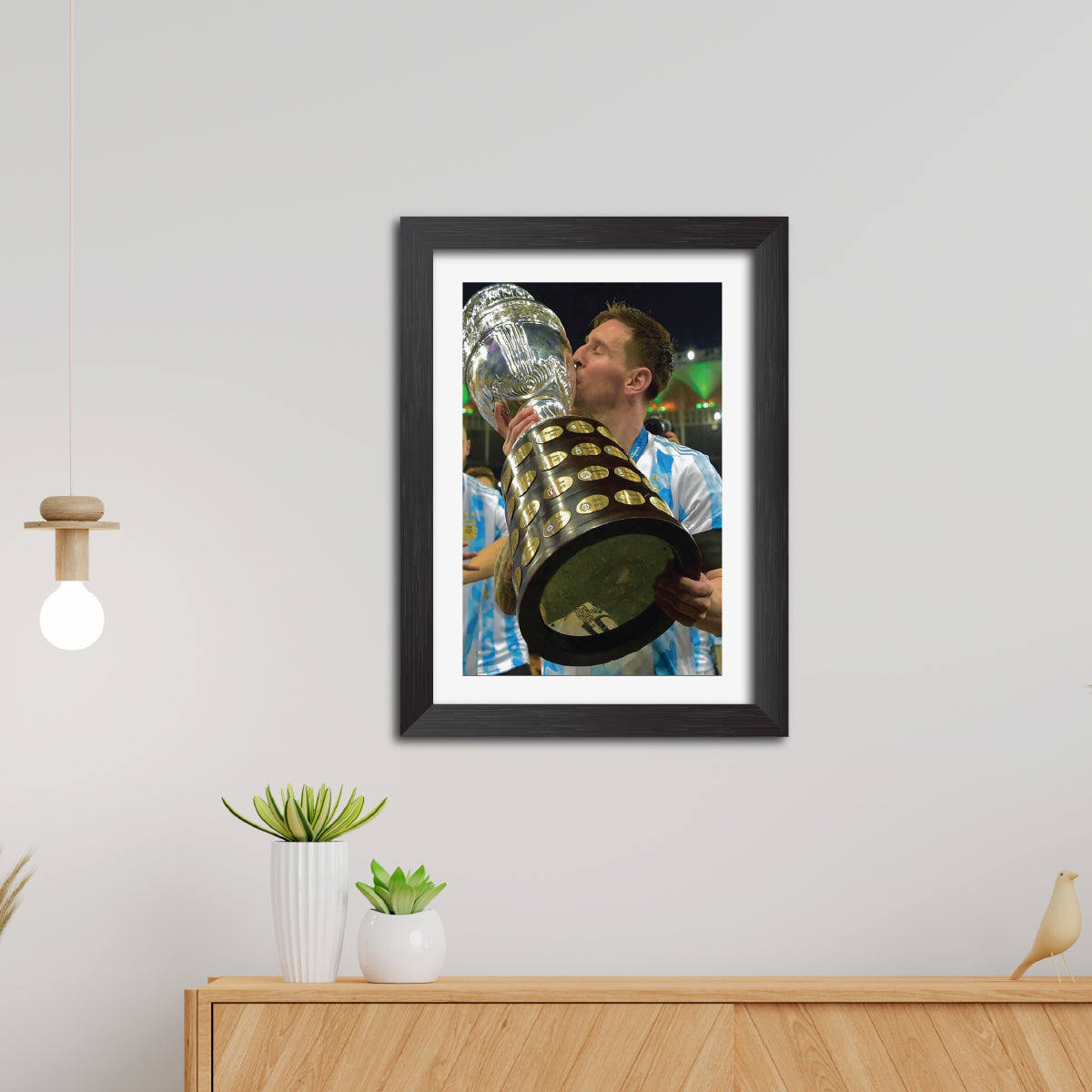 Lionel Messi Copa America Celebration Argentina Football Poster Framed Painting