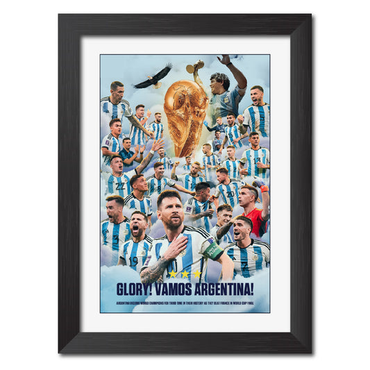 Argentina Worldcup Celebration Lionel Messi  Football Poster Framed Painting