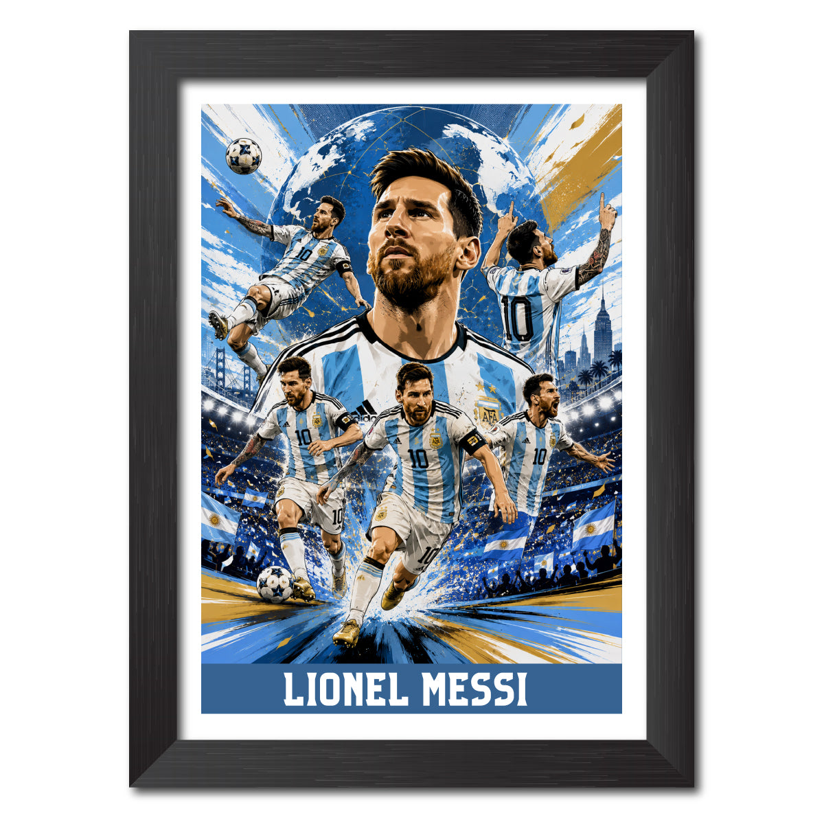 Lionel Messi Argentina Football Poster Worldcup Themed Photo Frame Painting