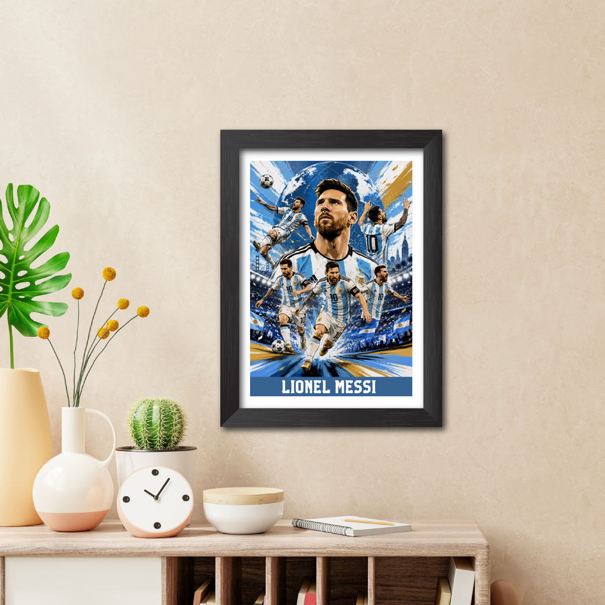 Lionel Messi Argentina Football Poster Worldcup Themed Photo Frame Painting