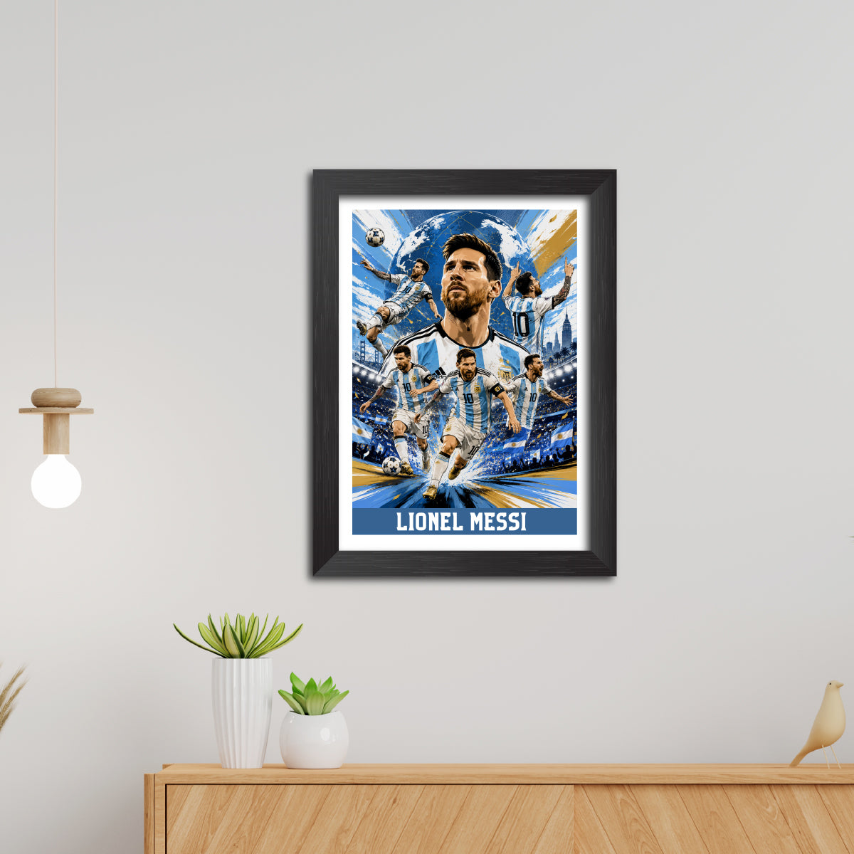 Lionel Messi Argentina Football Poster Worldcup Themed Photo Frame Painting