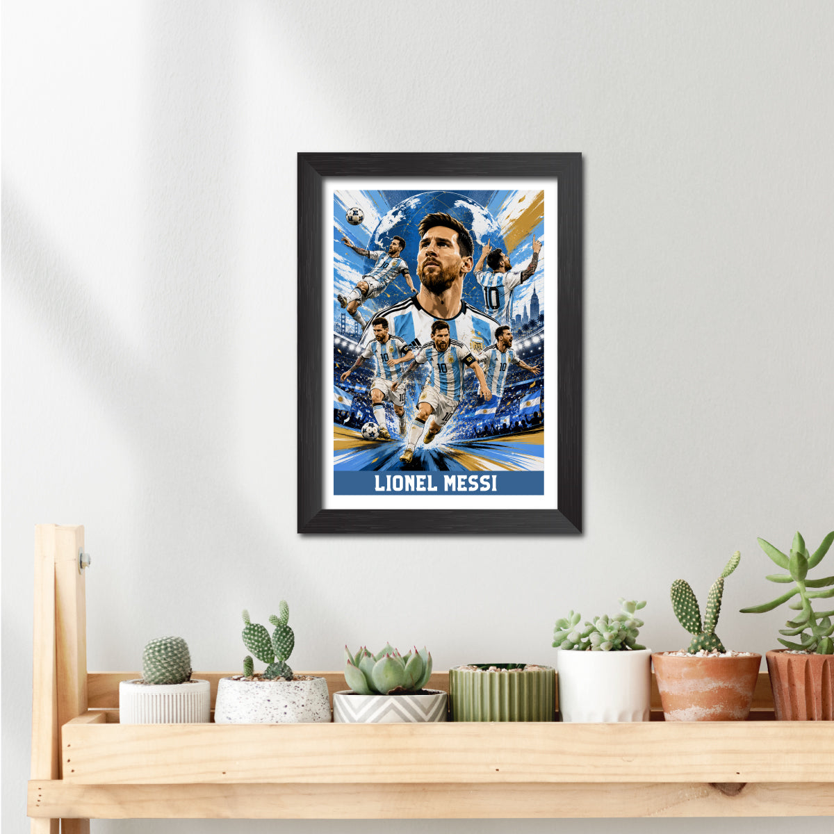 Lionel Messi Argentina Football Poster Worldcup Themed Photo Frame Painting
