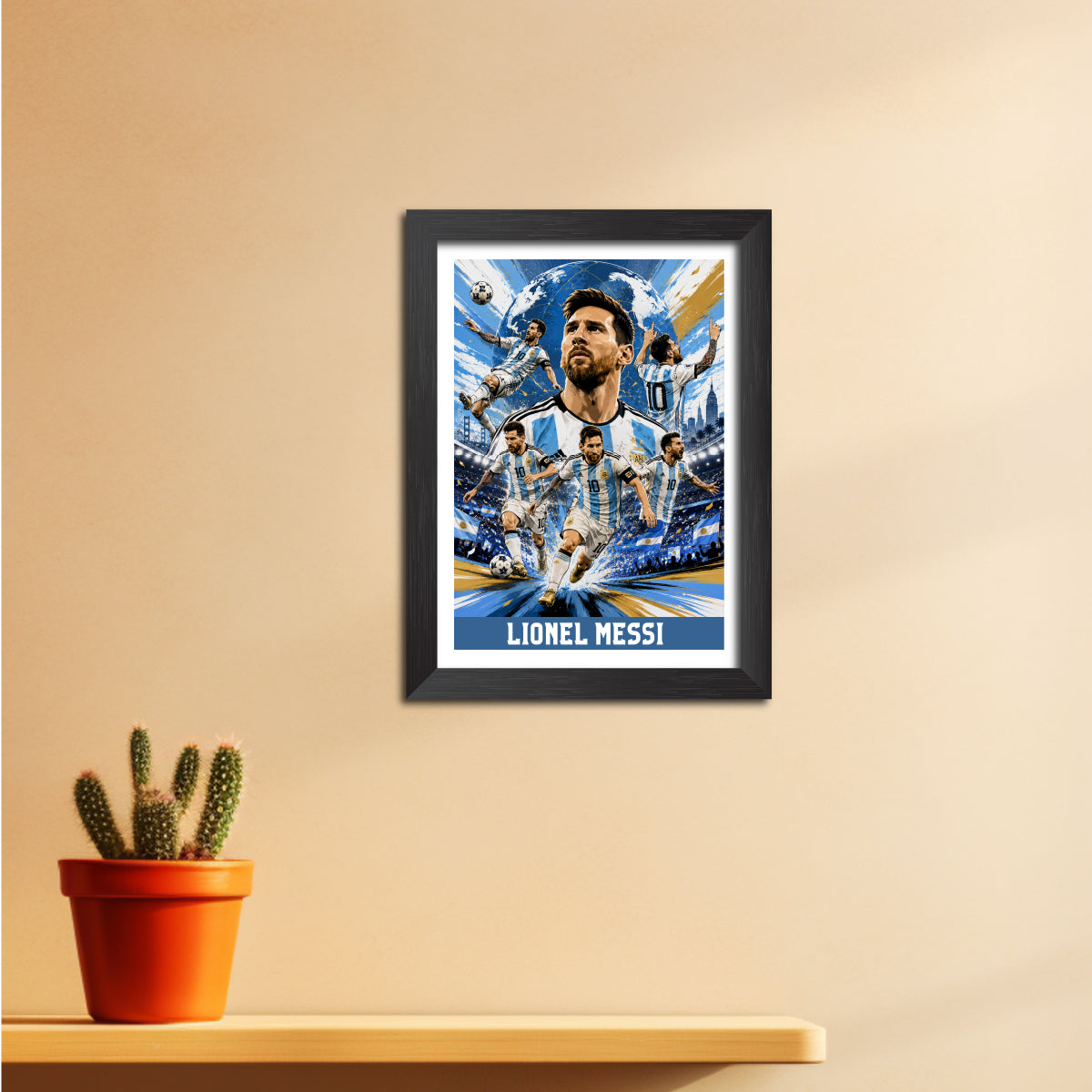 Lionel Messi Argentina Football Poster Worldcup Themed Photo Frame Painting