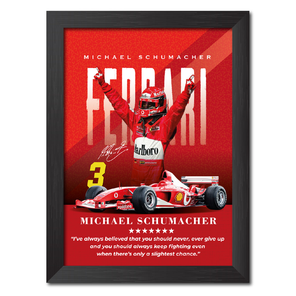 Michael Schumacher Quotes F1 Racing Poster Framed Painting