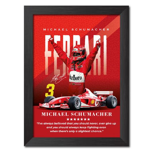 Michael Schumacher Quotes F1 Racing Poster Framed Painting