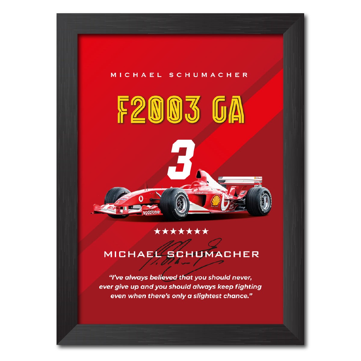 Michael Schumacher F1 Racing Car F2003 GA Poster Framed Painting