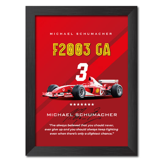 Michael Schumacher F1 Racing Car F2003 GA Poster Framed Painting