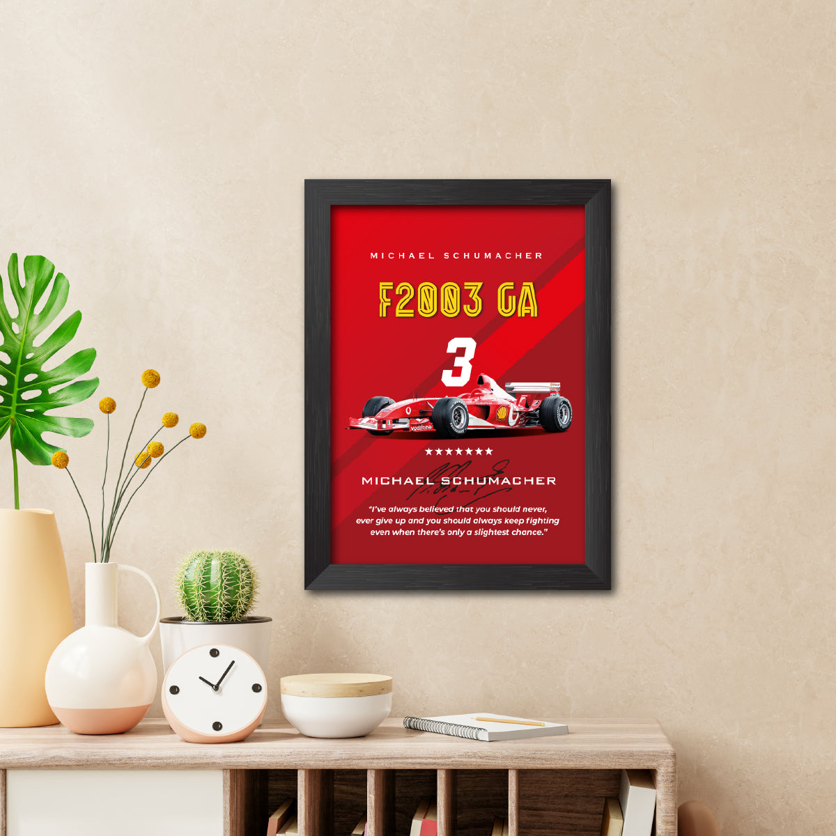 Michael Schumacher F1 Racing Car F2003 GA Poster Framed Painting