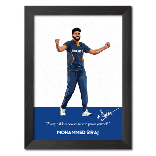 Mohammed Siraj Gujrat T20 Cricket Team Poster Framed Painting