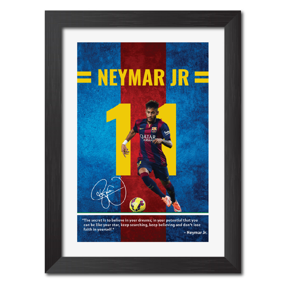 Neymar Jr Quotes Barcelona Football Poster Framed Painting