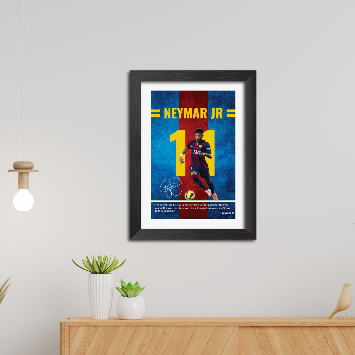 Neymar Jr Quotes Barcelona Football Poster Framed Painting