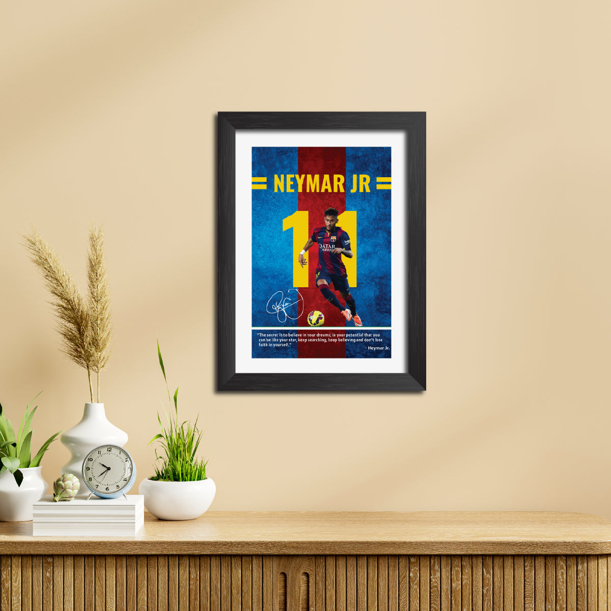 Neymar Jr Quotes Barcelona Football Poster Framed Painting
