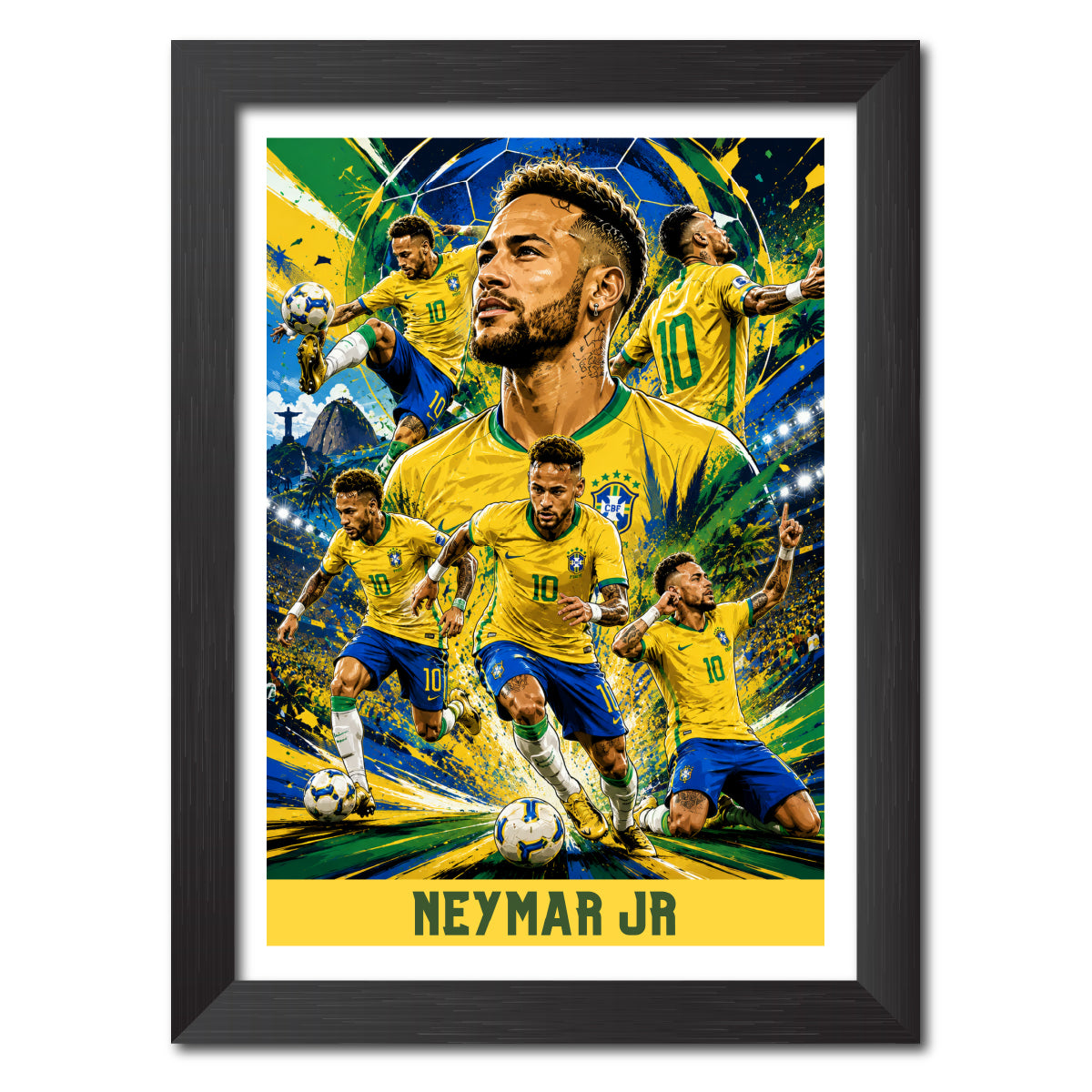 Neymar Jr Brazil Football Poster Worldcup Themed Photo Frame Painting