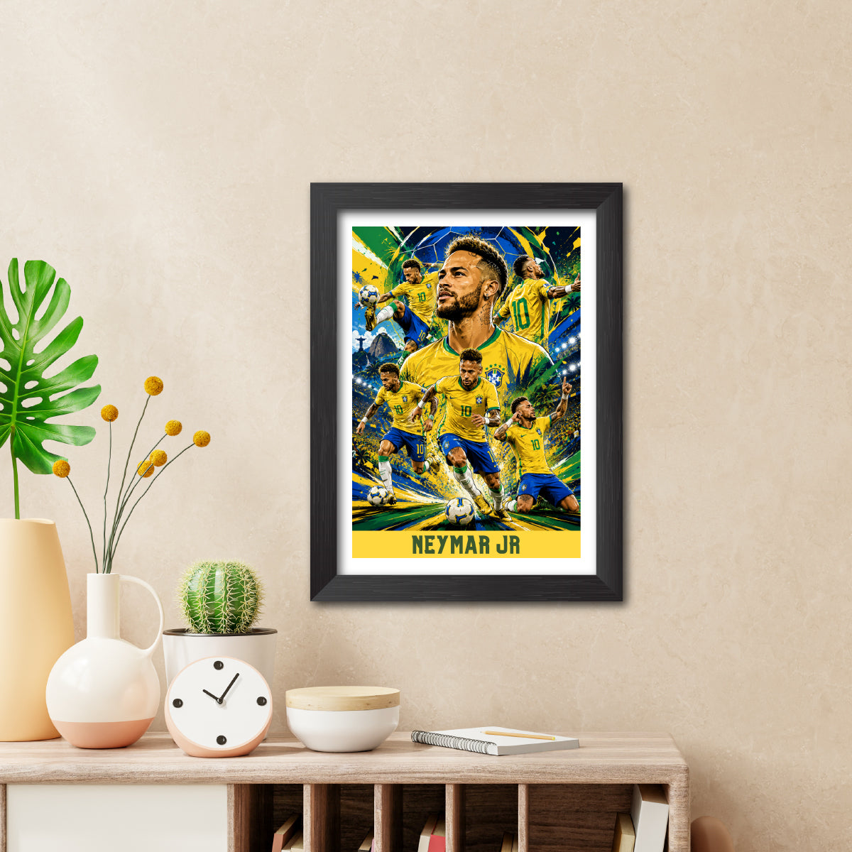 Neymar Jr Brazil Football Poster Worldcup Themed Photo Frame Painting