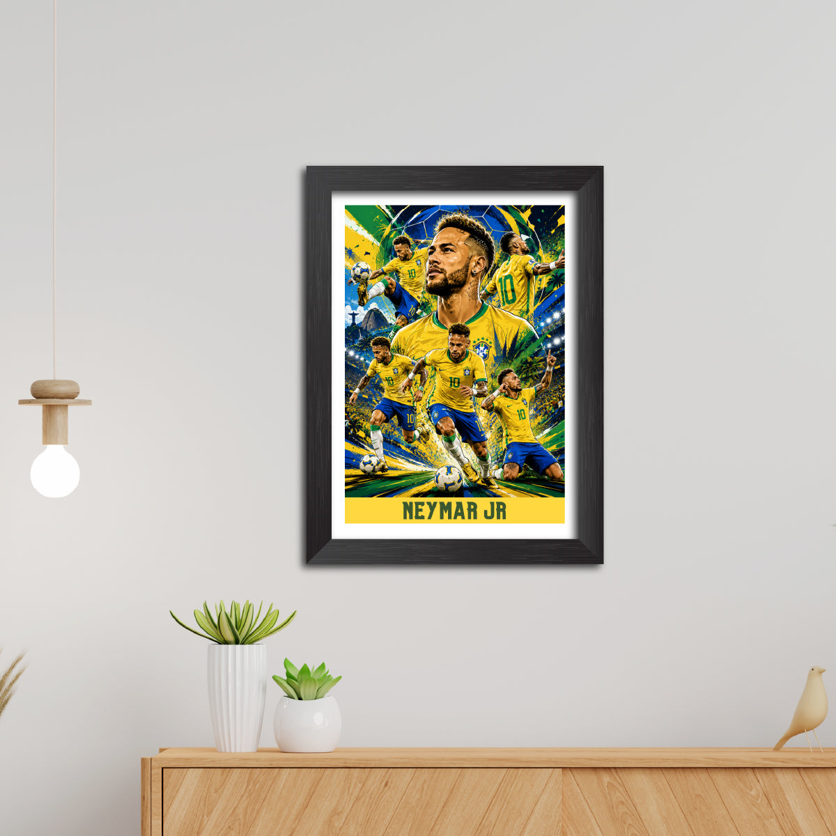 Neymar Jr Brazil Football Poster Worldcup Themed Photo Frame Painting