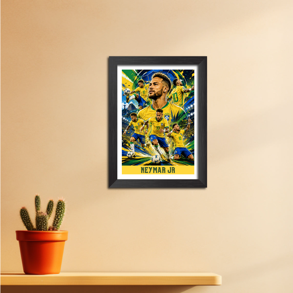 Neymar Jr Brazil Football Poster Worldcup Themed Photo Frame Painting