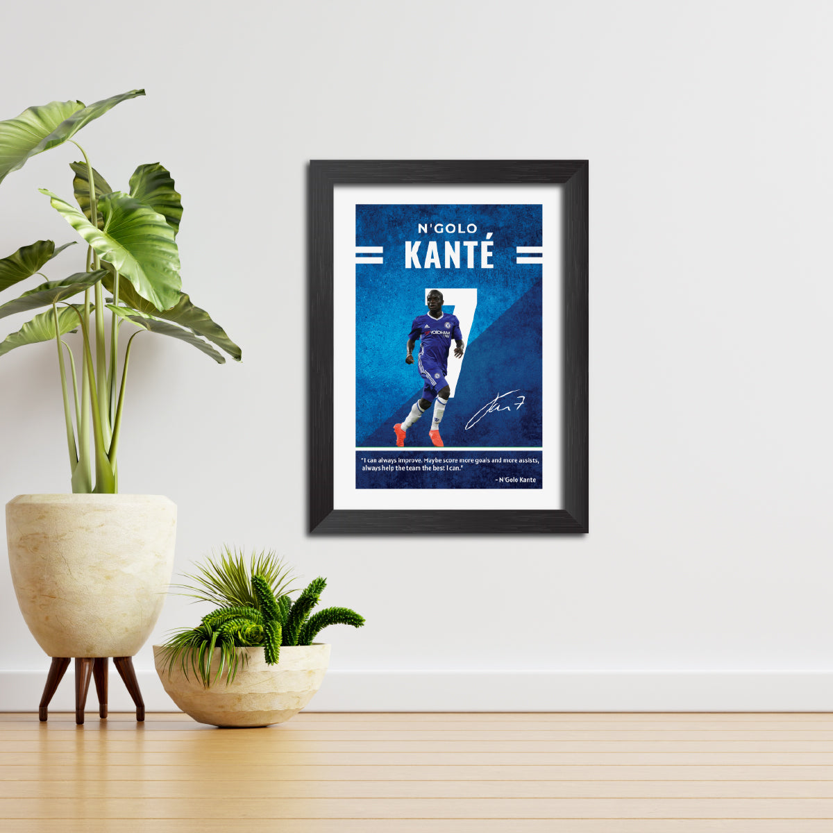 NGolo Kante Quotes Chelsea Football Club Poster Framed Painting