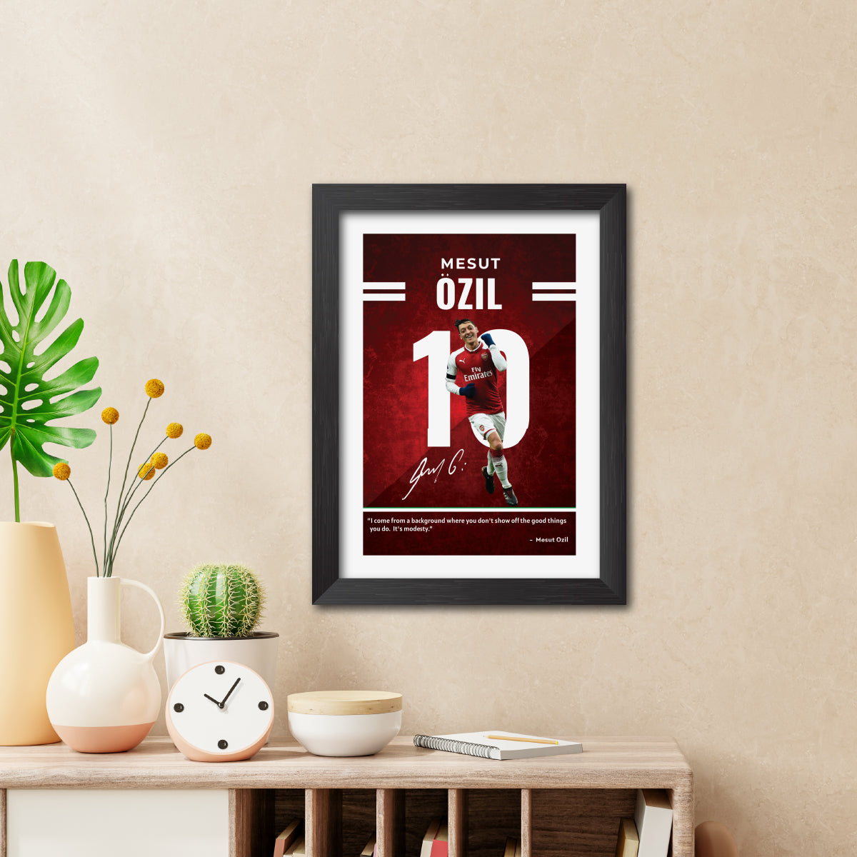 Mesut Ozil  Quotes Arsenal Football Club Poster Framed Painting