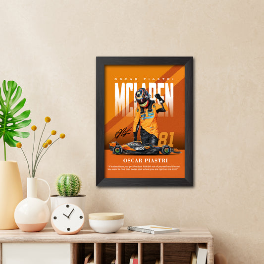 Oscar Piastri Quotes F1 Racing Poster Framed Painting