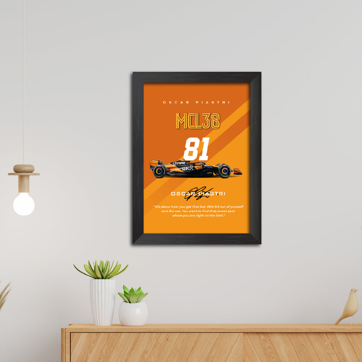 Oscar Piastri F1 Racing Car Poster Framed Painting