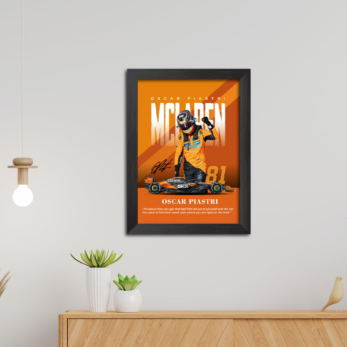 Oscar Piastri Quotes F1 Racing Poster Framed Painting