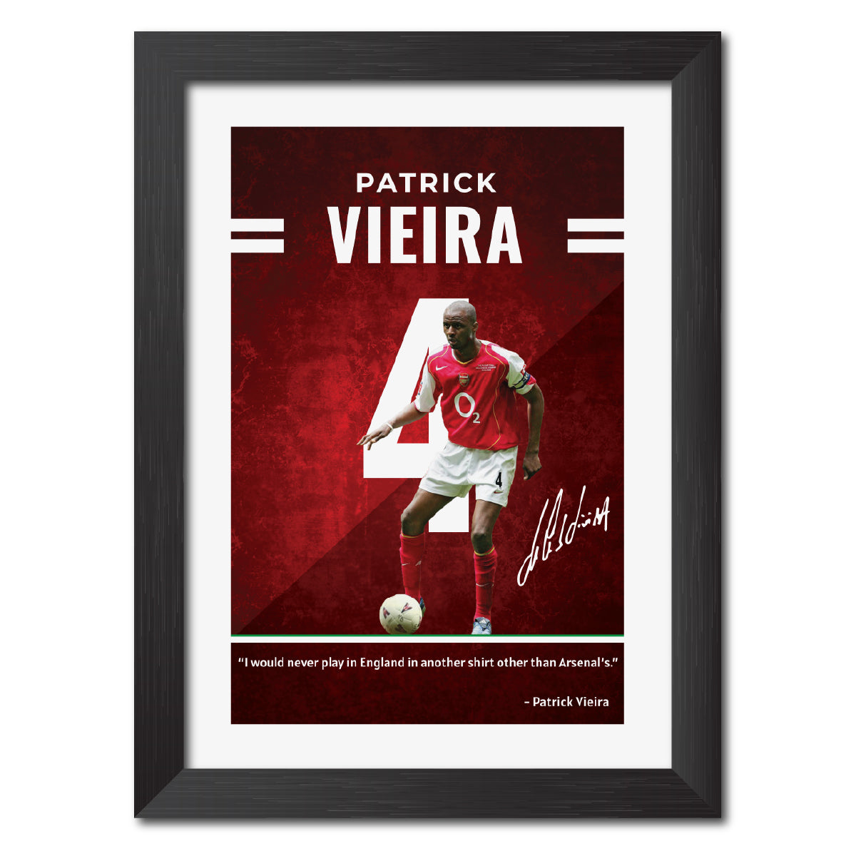 Patrick Vieira Quotes Arsenal Football Club Poster Framed Painting